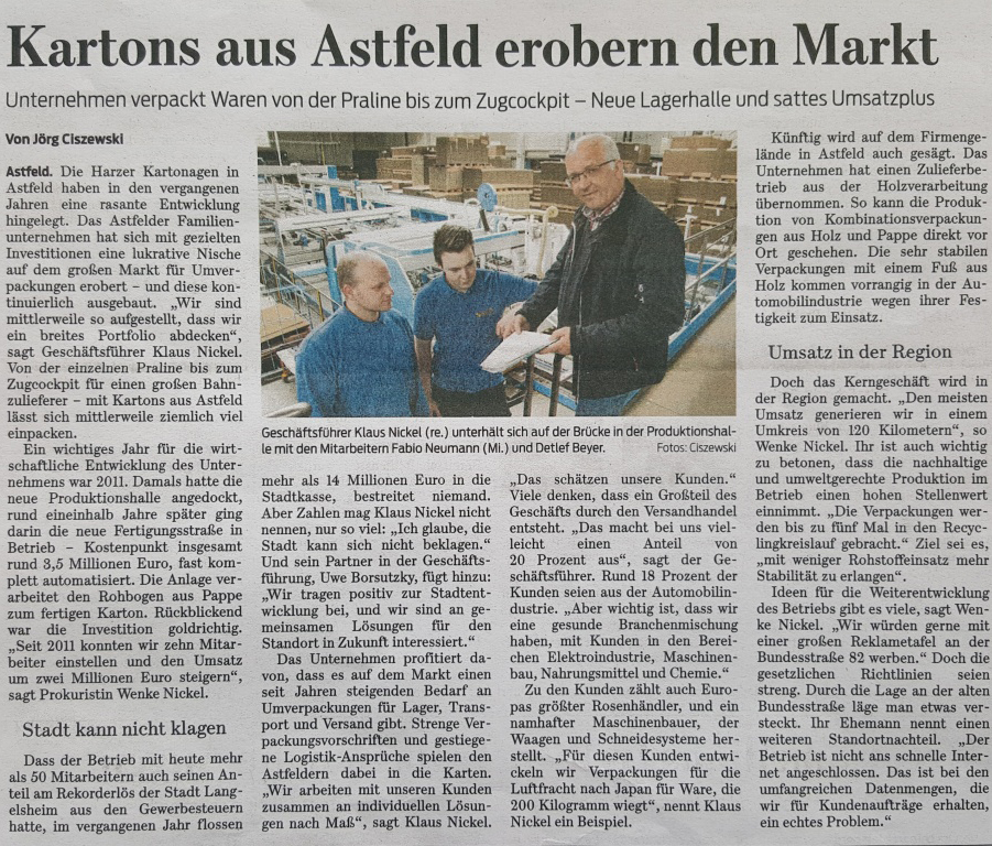 Goslarsche Zeitung Harzer Kartonagen